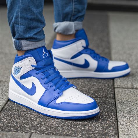 nike air jordan 1 mid blau weiß|wmns Air Jordan 1.